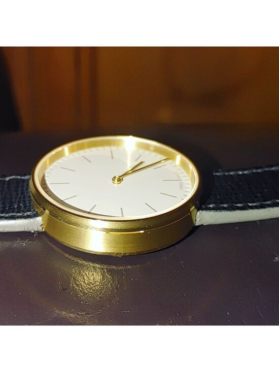 Uniform Wares Gold Watch Lugless Silhouette M35 Swiss Black Calf Leather Strap main image 9